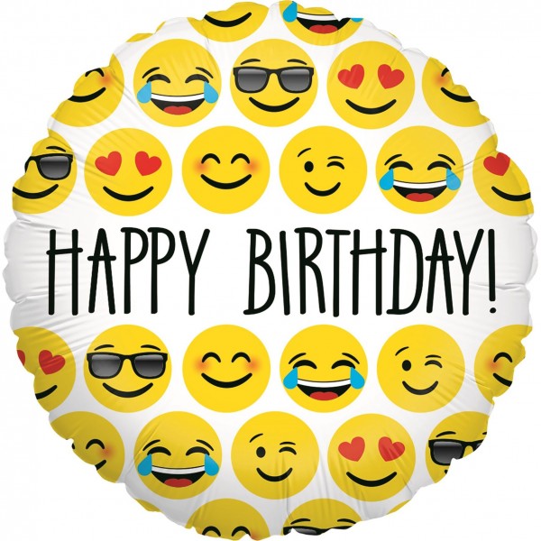 Betallic Folienballon Emoji Birthday 23cm/9" (unverpackt)