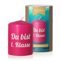 Goodtimes Stumpenkerze Pink "Du bist 1. Klasse"  Goodtimes Stumpenkerze Pink "Du bist 1. Klasse"