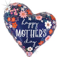Betallic Folienballon Mother's Day Floral Heart 90cm/35''  Betallic Folienballon Mother's Day Floral Heart 90cm/35''