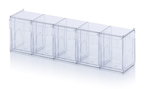 Kippkästen-Set mit 5 Kästen Glasklar