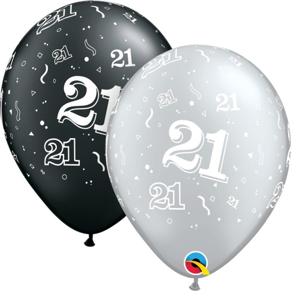 Qualatex Latexballon 21 Pearl Black und Silver 28cm/11" 25 Stück