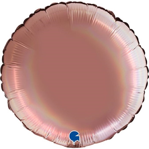 Grabo Folienballon Rund Rainbow Holo Platinum Rosé 45cm/18" (unverpackt)
