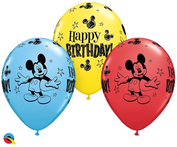 Qualatex Latexballon Mickey Mouse Birthday Assortement 28cm/11" 25 Stück