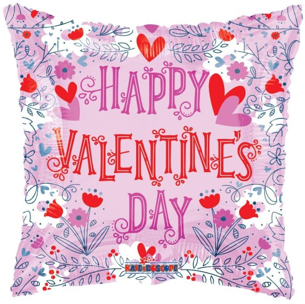 Kaleidoscope Folienballon Happy Valentines Day Lined Gellibean 45cm/18" (unverpackt)