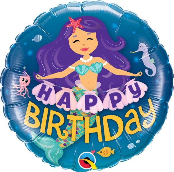 Qualatex Folienballon "Happy Birthday" Meerjungfrau 45cm/18''
