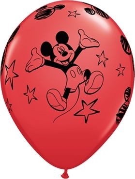Qualatex Latexballon Mickey Stars Red 28cm/11" 6 Stück