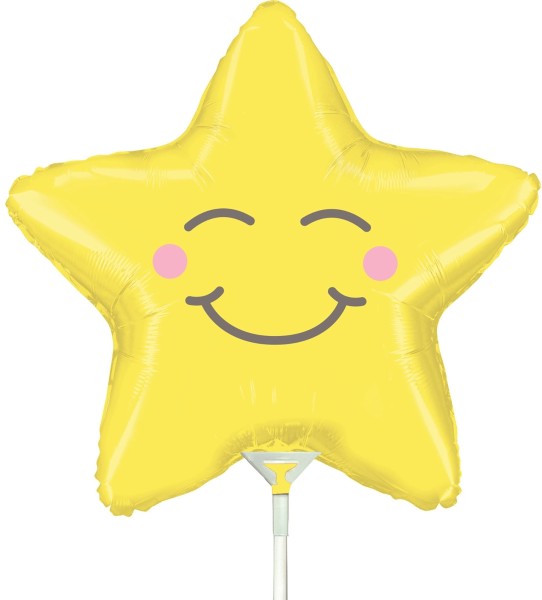 Betallic Folienballon Chubby Star Mini 35cm/14" luftgefüllt mit Stab