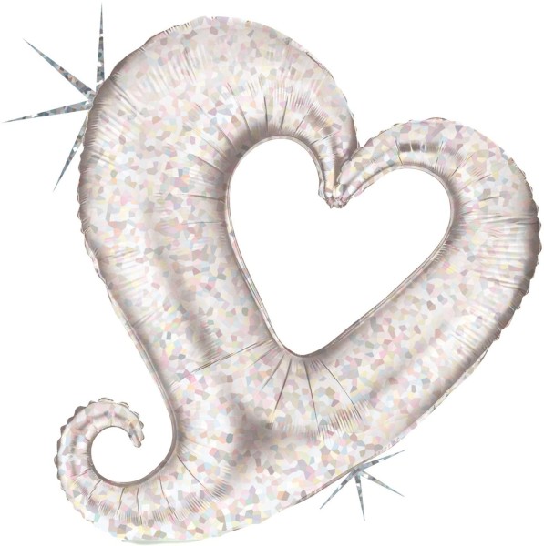 Grabo Folienballon Chain of Hearts Silver Holographic Mini 35cm/14" (unverpackt)