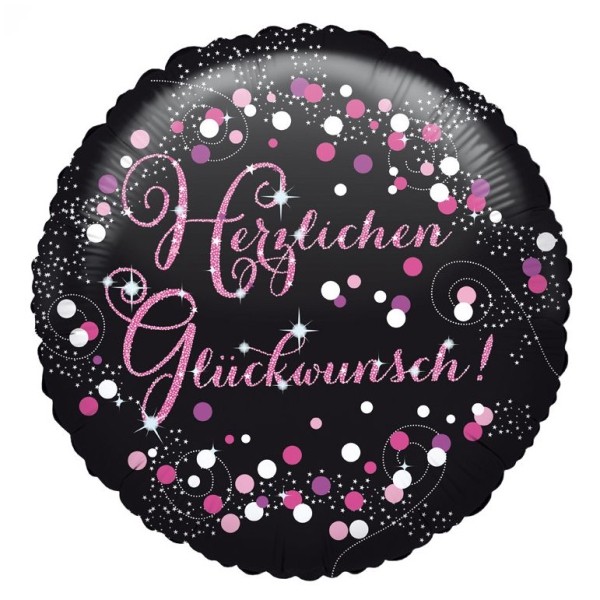 Anagram Folienballon "Herzlichen Glückwunsch" Glitzer Pink 43cm/17"