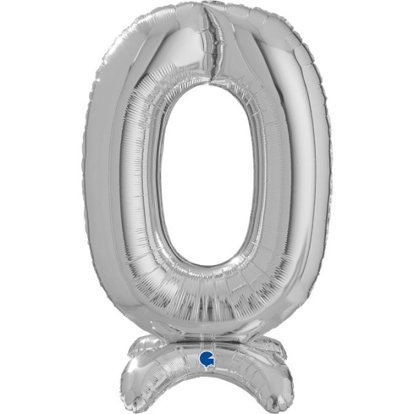 Grabo Folienballon Zahl 0 Silver standups 65cm/25"