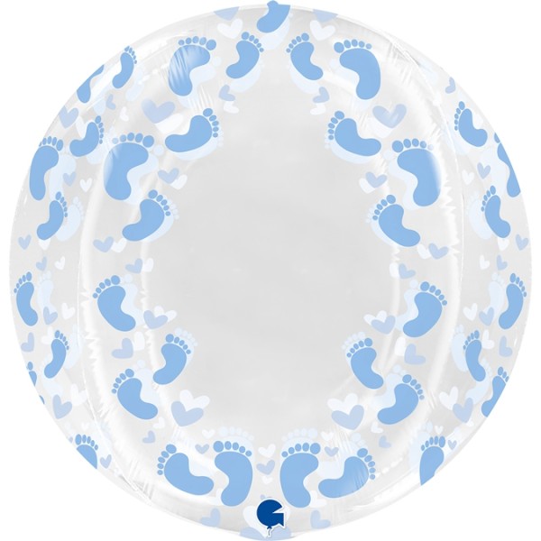 Grabo Folienballon Globe Transparent Blue Footprint 4D 48cm/19"