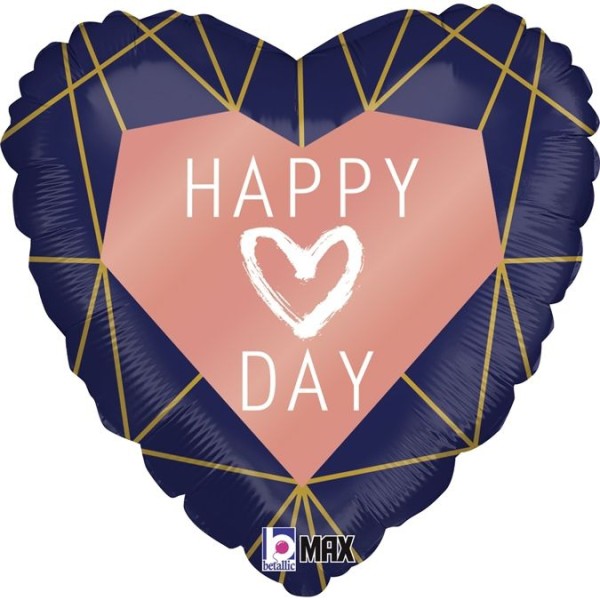 Betallic Folienballon Happy Day Navy Heart 45cm/18"