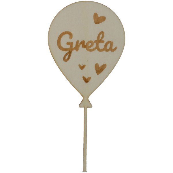 Goodtimes Cake Topper Ballon Herz "Name" Holz