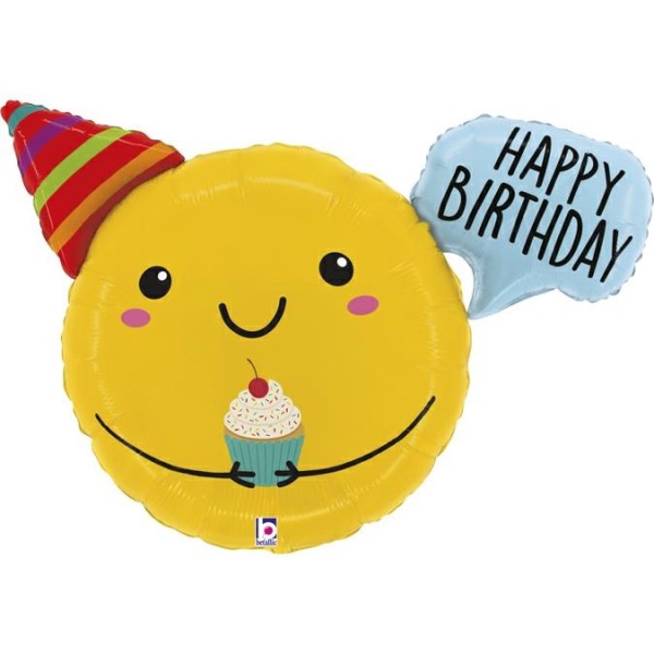 Betallic Folienballon Shape Birthday Smiley Says 80cm/32"