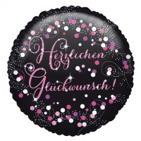 Anagram Folienballon "Herzlichen Glückwunsch" Glitzer Pink 43cm/17"  Anagram Folienballon "Herzlichen Glückwunsch" Glitzer Pink 43cm/17"