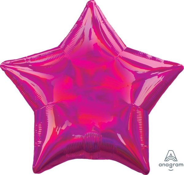 Anagram Folienballon Stern Iridescent Fuchsia Holo 45cm/18" (unverpackt)