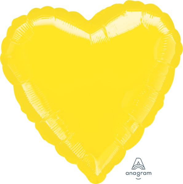 Anagram Folienballon Herz Metallic Yellow 45cm/18" (unverpackt)