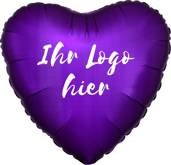 Folien-Werbeballon Herz Satin Luxe Purple Royale 45cm/18" 1-Seitig bedruckt