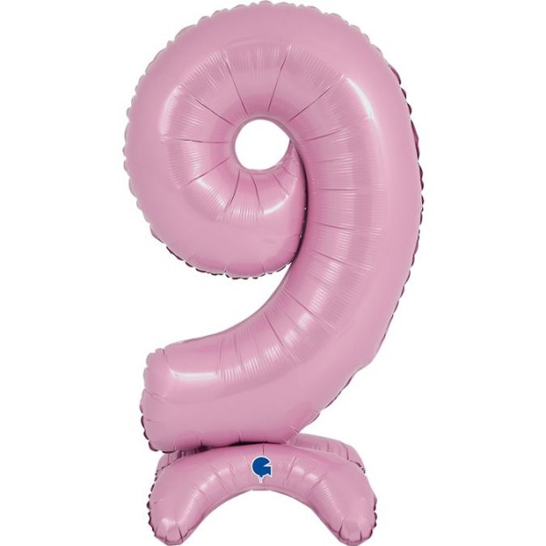 Grabo Folienballon Zahl 9 Pastel Pink standups 65cm/25"