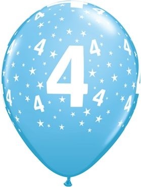 Qualatex Latexballon Age 4 Stars Blau 28cm/11" 6 Stück