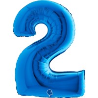 Grabo Folienballon Zahl 2 Blue 100cm/40"  Grabo Folienballon Zahl 2 Blue 100cm/40"