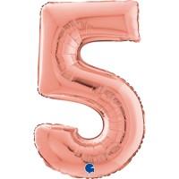 Grabo Folienballon Zahl 5 Roségold 66cm/26"  Grabo Folienballon Zahl 5 Roségold 66cm/26"