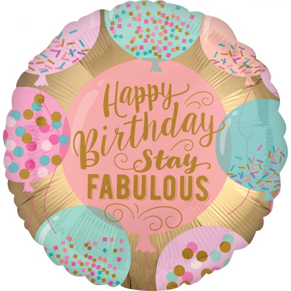 Anagram Folienballon "Happy Birthday - Stay Fabulous" Satin 43cm/17"