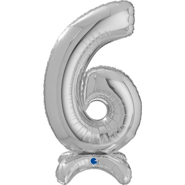 Grabo Folienballon Zahl 6 Silver standups 64cm/25"