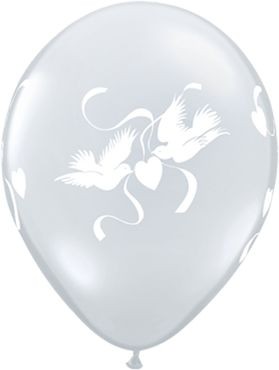 Qualatex LatexballonLove Doves Crystal Diamond Clear 28cm/11" 25 Stück