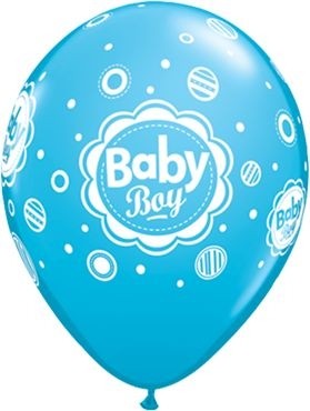 Qualatex Latexballon Baby Boy Dots Blau 28cm/11" 6 Stück