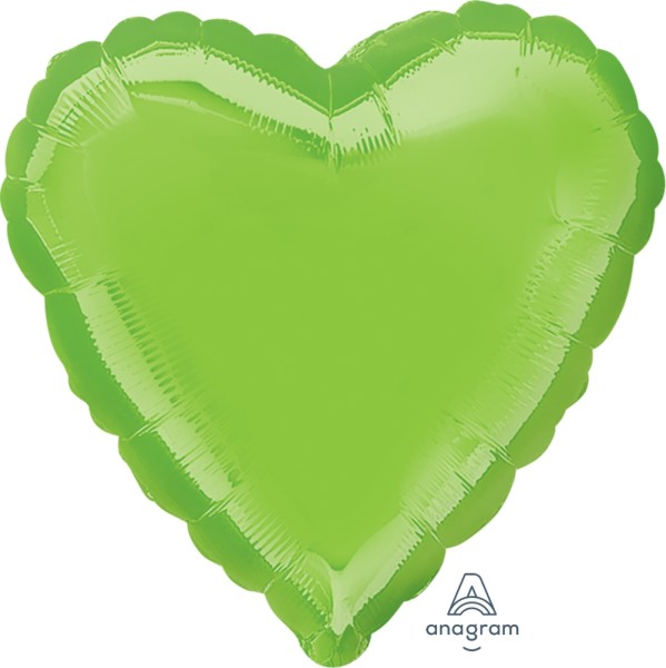 Anagram Folienballon Herz Metallic Lime Green 45cm/18 (unverpackt)