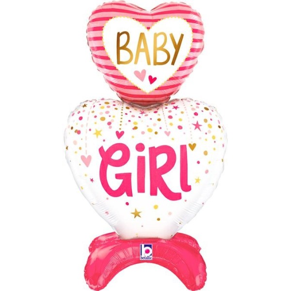 Betallic Folienballon Baby Girl Hearts Standup 70cm/28"