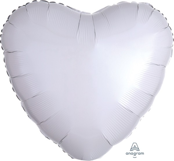 Anagram Folienballon Herz Metallic White 70cm/28" (unverpackt)