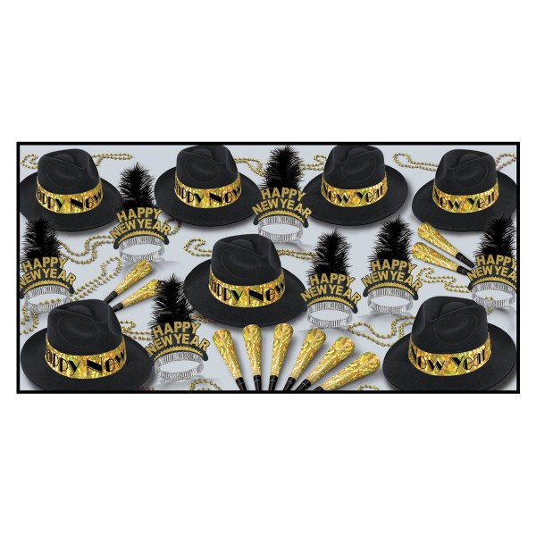 Beistle Partybox Silvester "Swingin' Gold" Schwarz/Gold 50 Personen