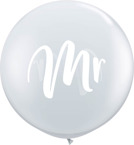Qualatex Latexballon White Mr. Jewel Diamond Clear 90cm/3' 2 Stück