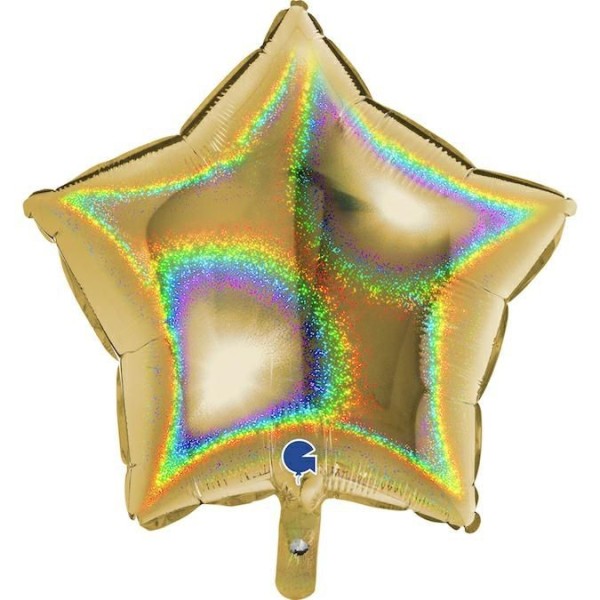 Grabo Folienballon Star Glitter Holo Gold 5 45cm/18"