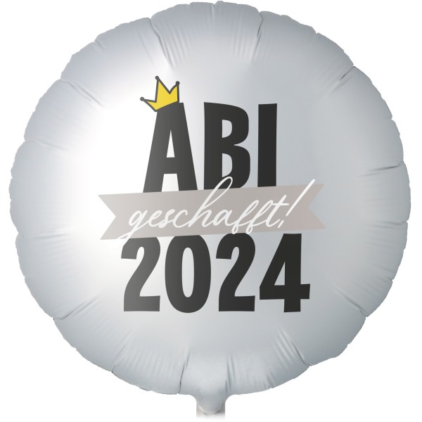 Goodtimes Folienballon Rund Satin Weiß mit "ABI 2024 geschafft" 45cm/18" (unverpackt)