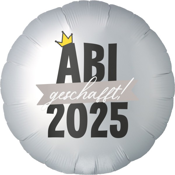 Goodtimes Folienballon Rund Satin Weiß mit "ABI 2024 geschafft" 45cm/18" (unverpackt)