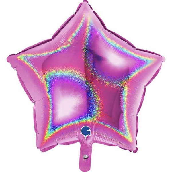 Grabo Folienballon Star Glitter Holo Fuxia 45cm/18" (unverpackt)