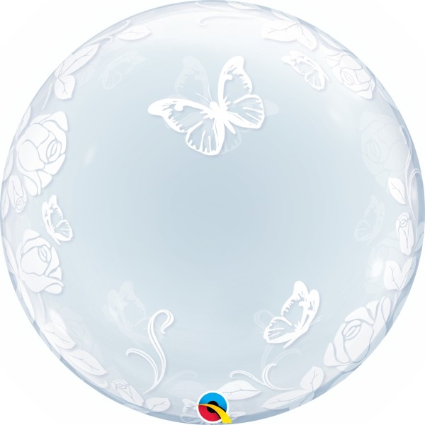 Qualatex Deco Bubble Elegant Roses und Butterflies 60cm/24"