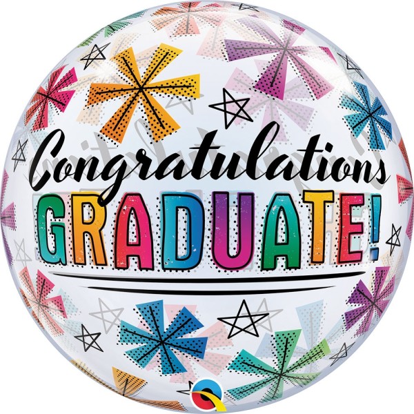 Qualatex Bubble Congratulations Graduate & Stars 55cm/22"