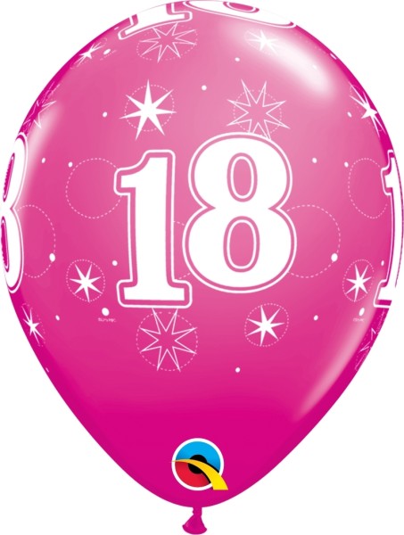 Qualatex Latexballon Age 18 Stars Pink 28cm/11" 6 Stück