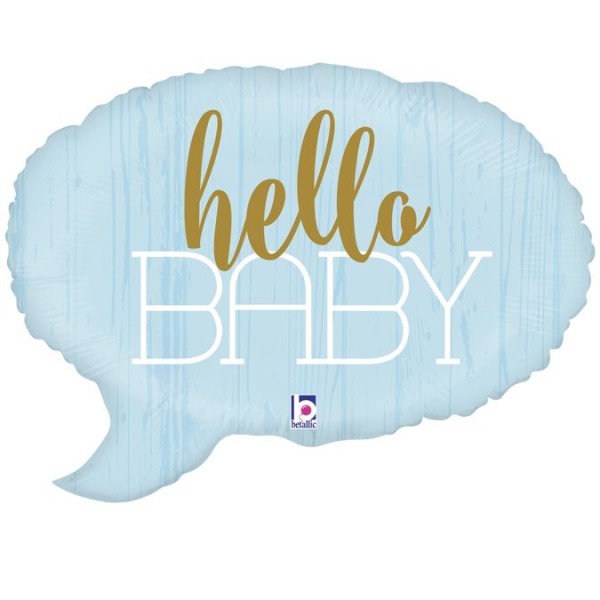 Betallic Folienballon blau "Sprechblase- Hello Baby" 61cm/24"