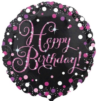Anagram Folienballon Happy Birthday pinker Glitzer 43cm/17"