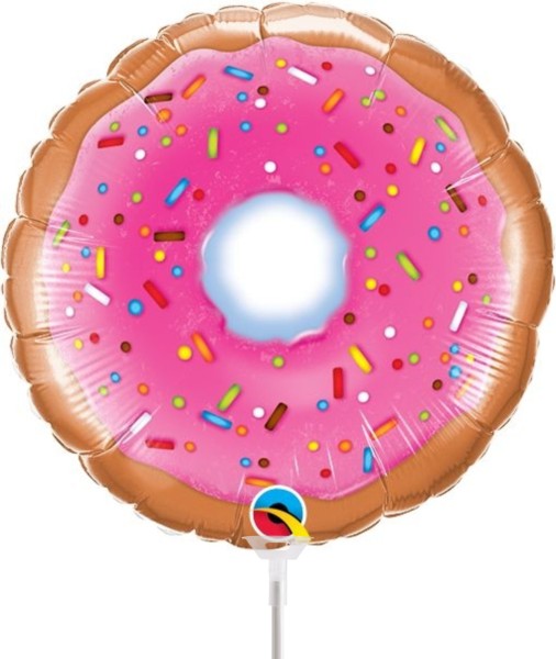 Qualatex Folienballon Donut 23cm/9" luftgefüllt mit Stab