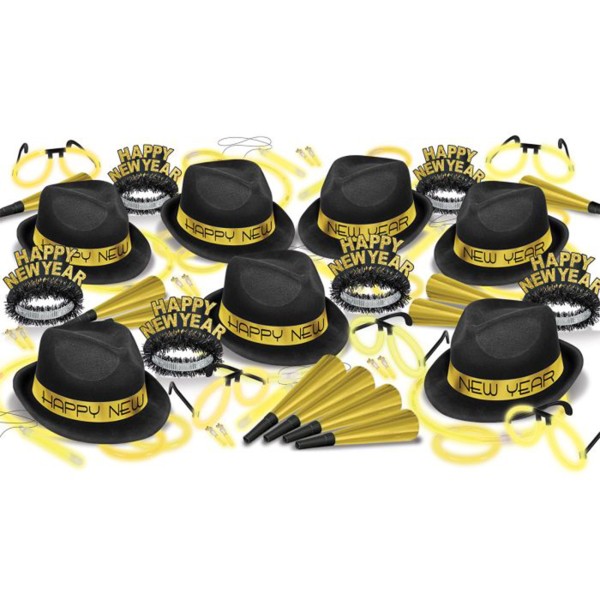 Beistle Partybox Silvester "Glow Gold" Schwarz/Gold 50 Personen