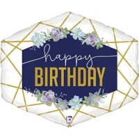 Betallic Folienballon Geo Navy Birthday 75cm/30"  Betallic Folienballon Geo Navy Birthday 75cm/30"