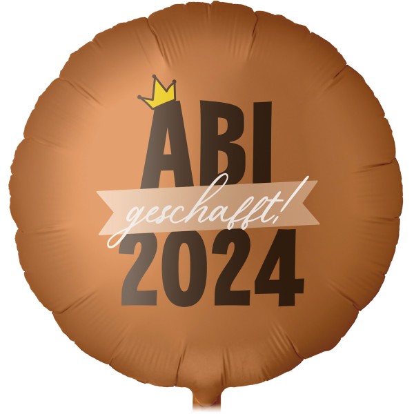 Goodtimes Folienballon Rund Satin Caramel mit "ABI 2024 geschafft" 45cm/18" (unverpackt)