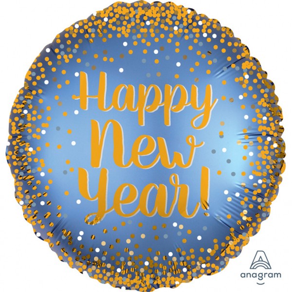 Anagram Folienballon Gold & Satin "Happy New Year" 45cm/18"