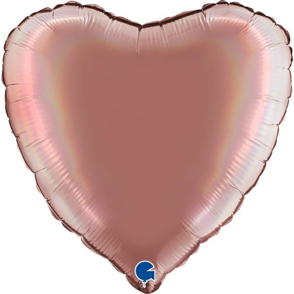 Grabo Folienballon Heart Rainbow Holo Platinum Rosé 45cm/18" (unverpackt)